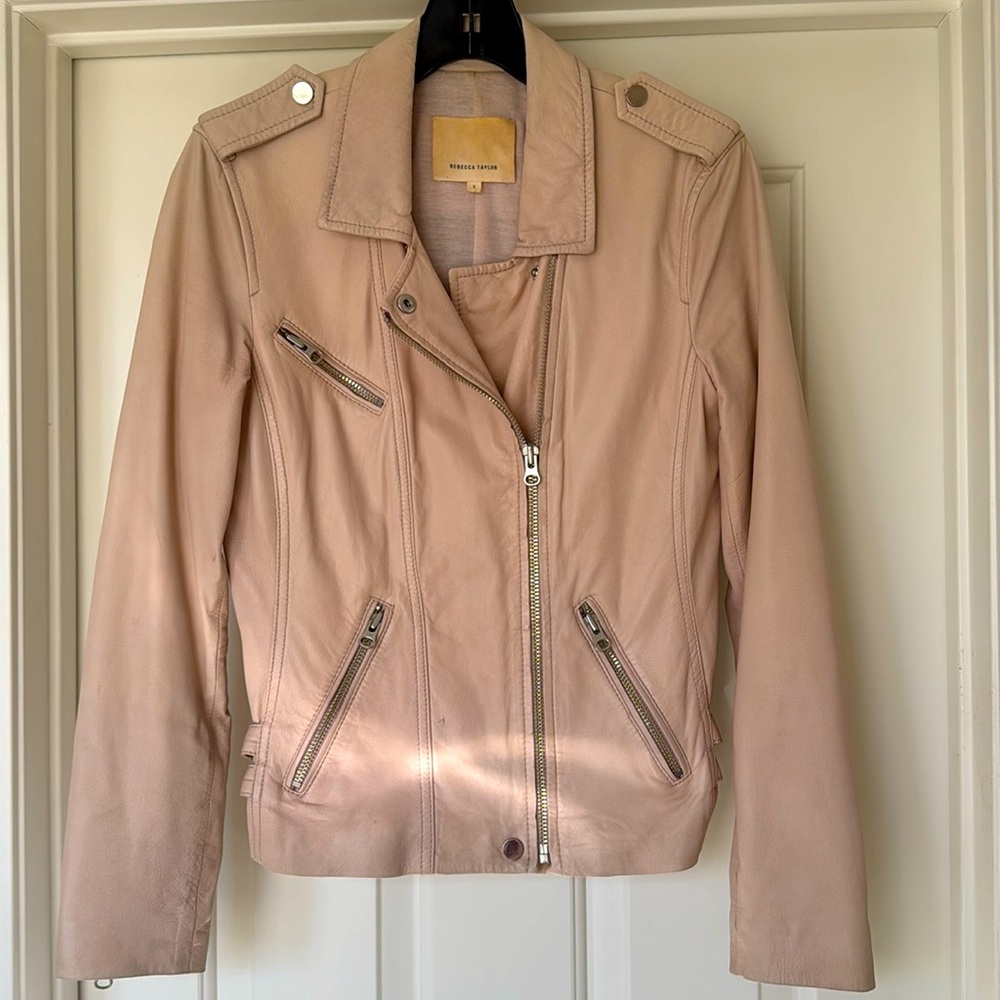 Rebecca Taylor pink leather moto jacket